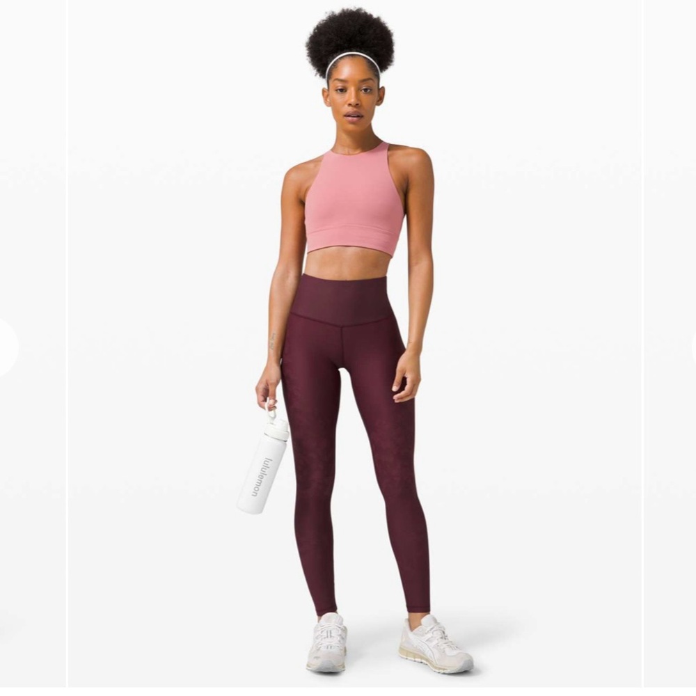 Lululemon Mapped Out High Rise Tights 28” Camo Fold-Over Pocket Cassis/Smoky Red